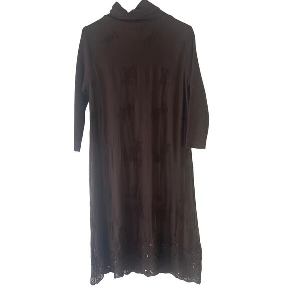 Sundance Women's Size Small Brown Embroidered Floral Brown Sweater Dress‎ - Picture 8 of 10
